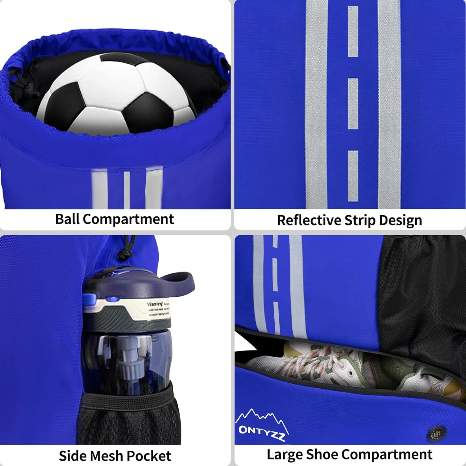 ONTYZZ Sports Backpack with Drawstring Closure Basketball Backpack with Shoe Compartment Swim Beach Bag