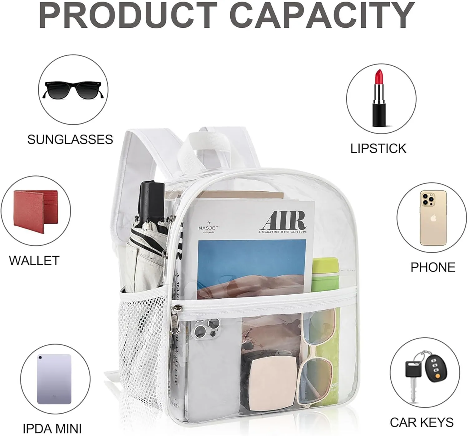 Oraben Clear Backpack for Stadium Events Stadium Backpack Waterproof 12x6x12 Clear Bag for Adult Concert Sport Work