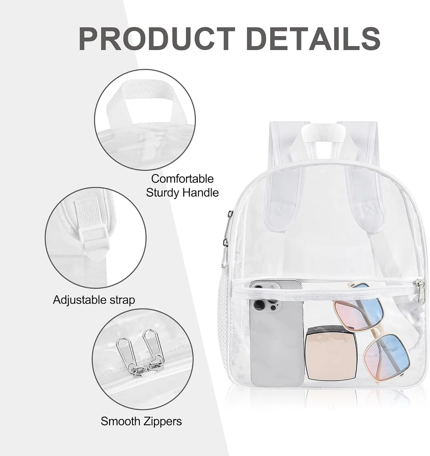 Oraben Clear Backpack for Stadium Events Stadium Backpack Waterproof 12x6x12 Clear Bag for Adult Concert Sport Work