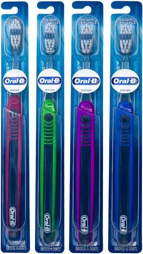 Oral-B Indicator Toothbrushes 35, Compact Soft (Colors Vary) - Pack of 4