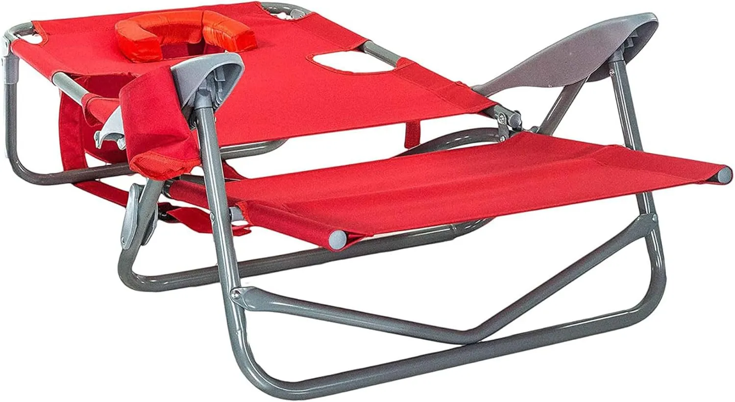 Ostrich On-Your-Back Portable 9.6-Pound Folding Reclining Outdoor Camping Lawn Chair with 5 Adjustable Positions, Red (2 Pack)