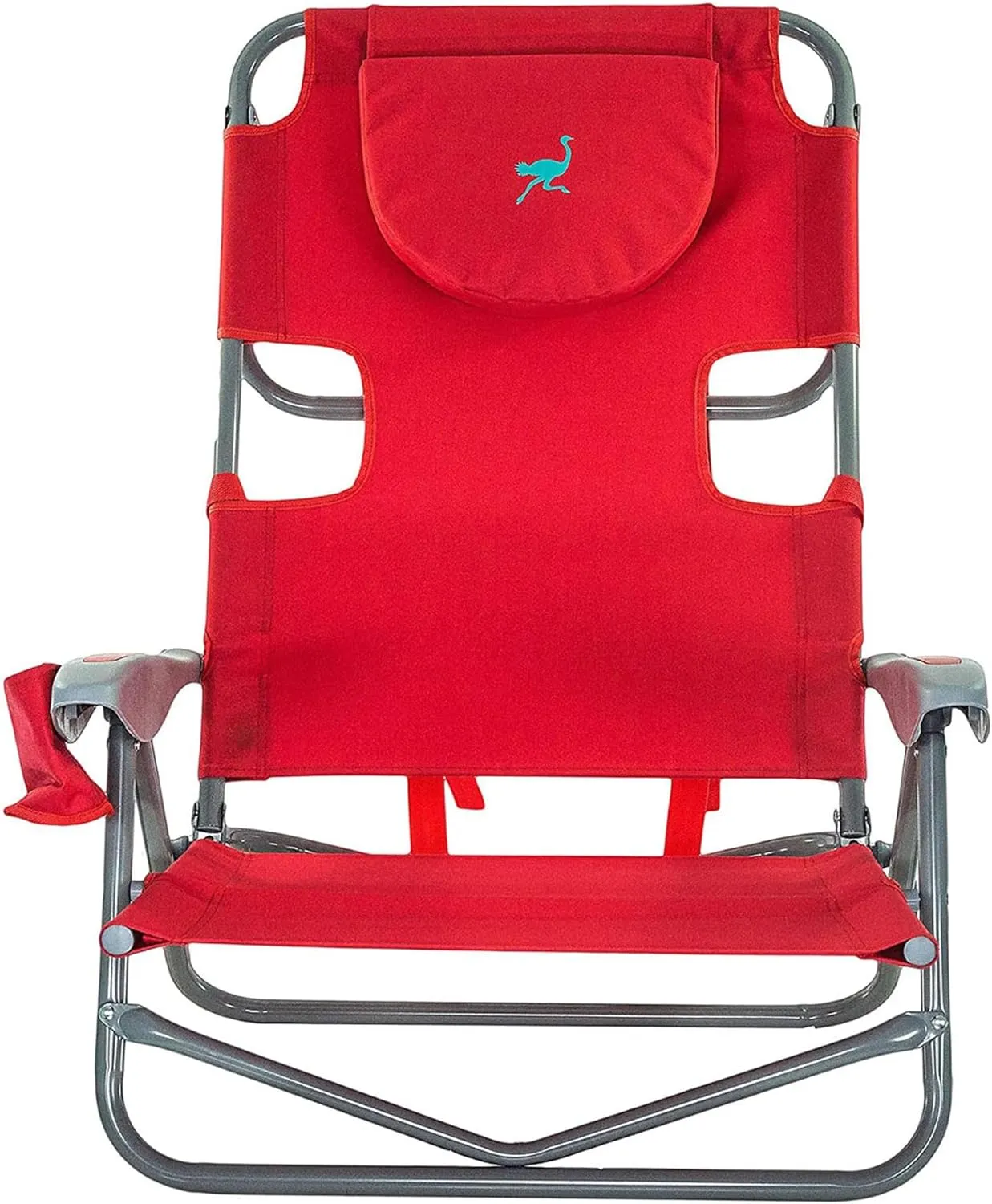 Ostrich On-Your-Back Portable 9.6-Pound Folding Reclining Outdoor Camping Lawn Chair with 5 Adjustable Positions, Red (2 Pack)