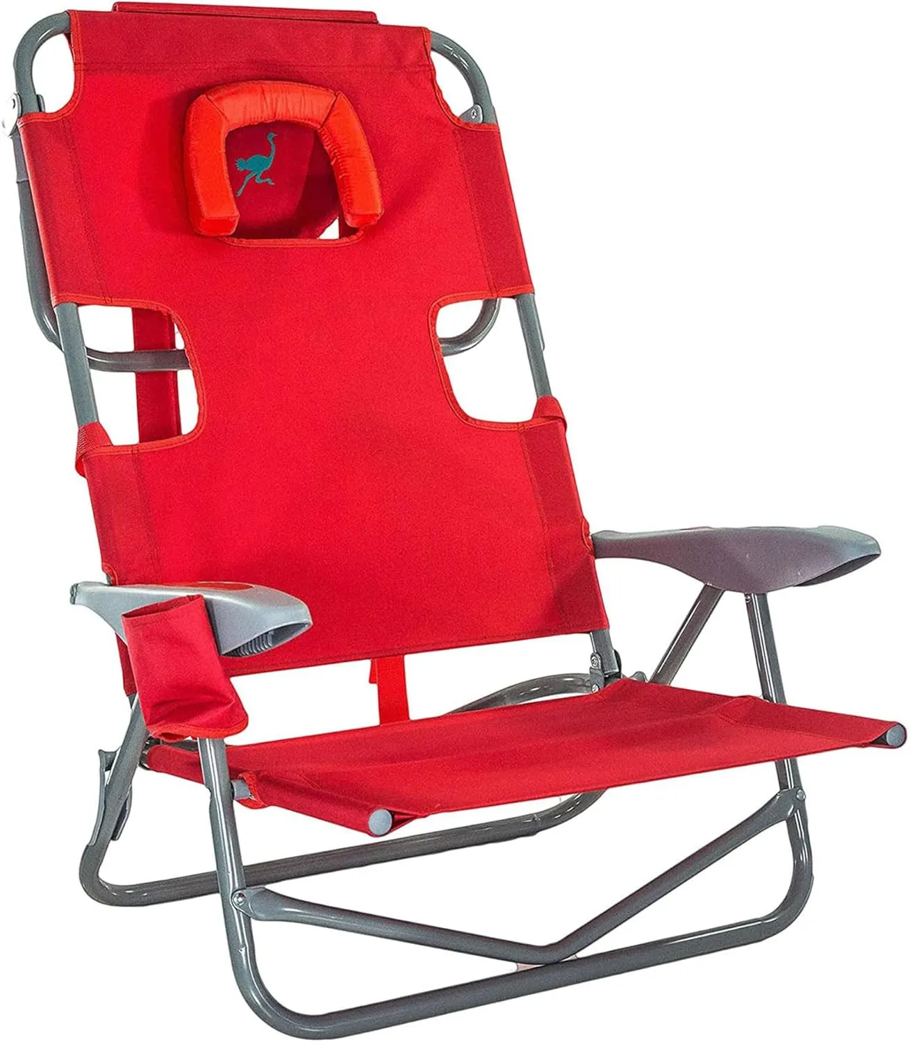 Ostrich On-Your-Back Portable 9.6-Pound Folding Reclining Outdoor Camping Lawn Chair with 5 Adjustable Positions, Red (2 Pack)