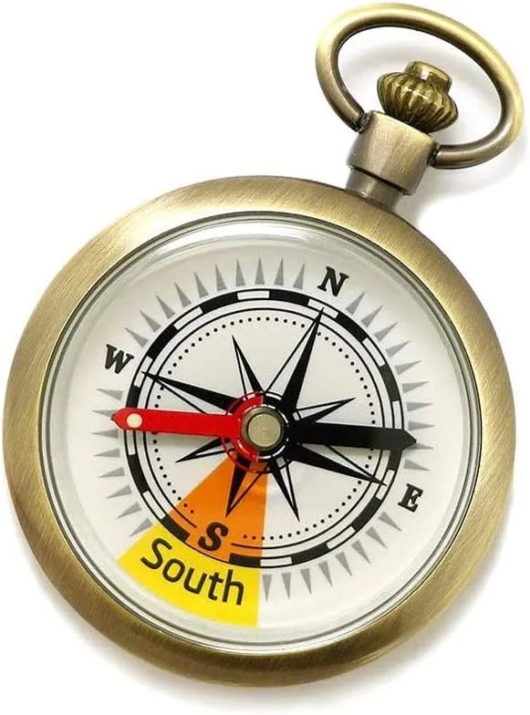 Outdoor Antique Copper Pocket Watch Compass North Needle,Waterproof Compass Pocket Watch Flip-Open Navigation Tools for Camping Hiking