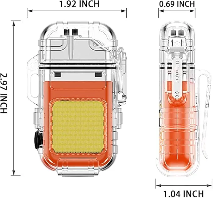 Outdoor Arc Electric Lighter USB Rechargeable Lighter LED Flashlight Double Arc Plasma Lighter Perfect for Camping Hiking Traveling (Orange)