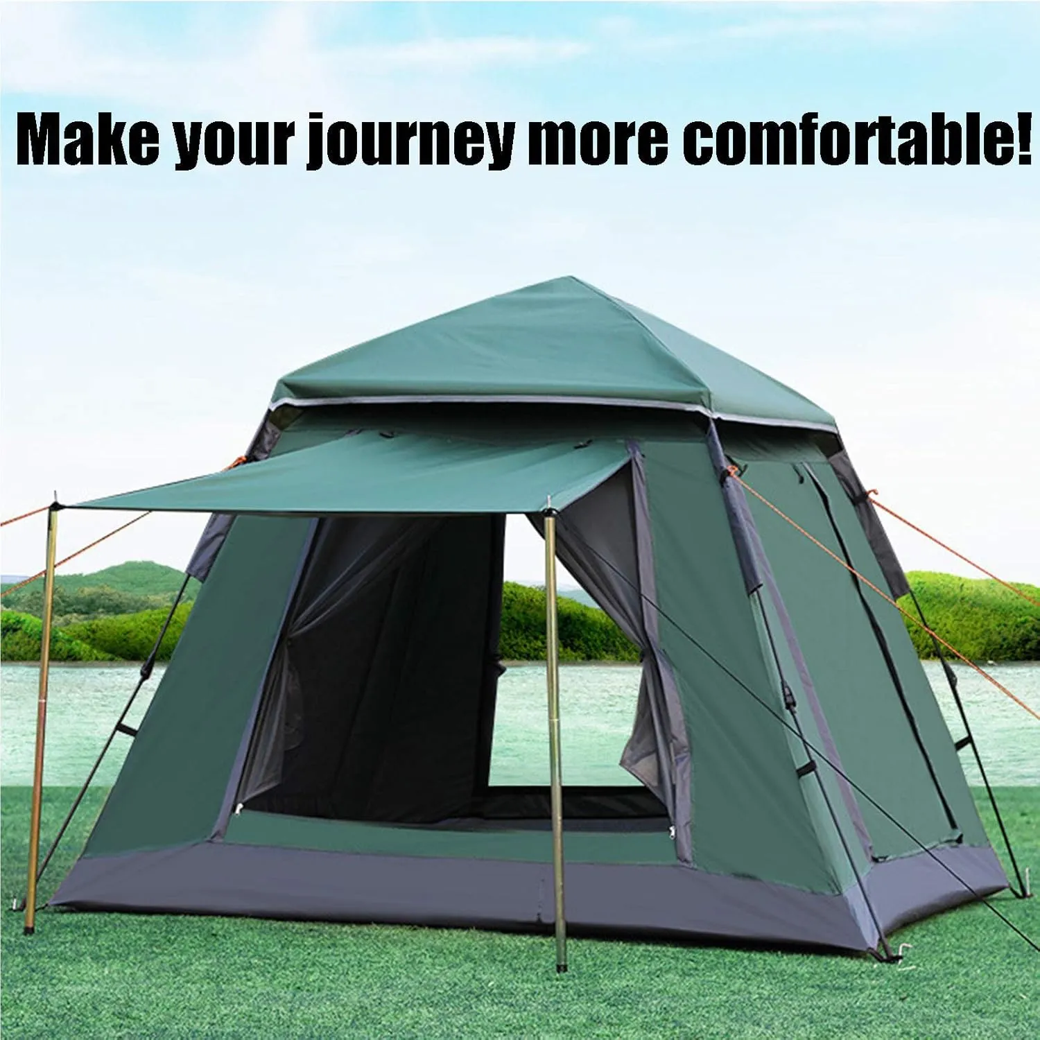 Outdoor Camping and Hiking Tent, Foldable Festival Tent, 3-4 Person Pop Up Tent, for Family, Festival, Backpacking, Backpacking and Mountaineering,