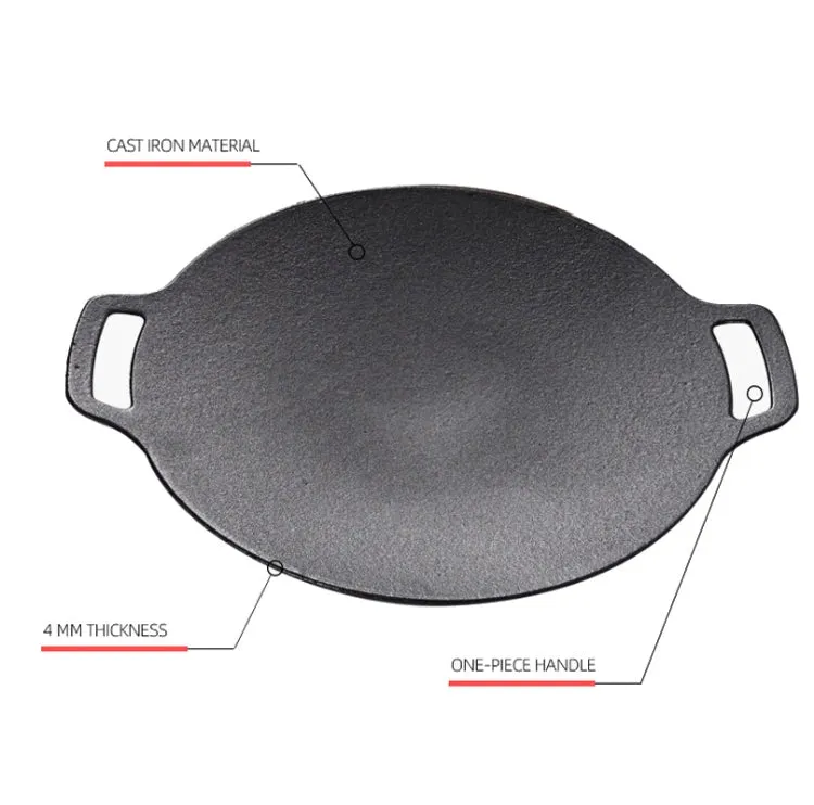 Outdoor Camping BBQ Cast Iron Grill Pan,Style: Baking Pan Net Hemp Rope