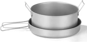 Outdoor Camping Camping Cooker Set Pure Titanium Fried Soup Set Lightweight Pot Pan for Backpacking Camping Cookware Kit Outdoors Kitchen Adventures Picnics (Onecolor A)