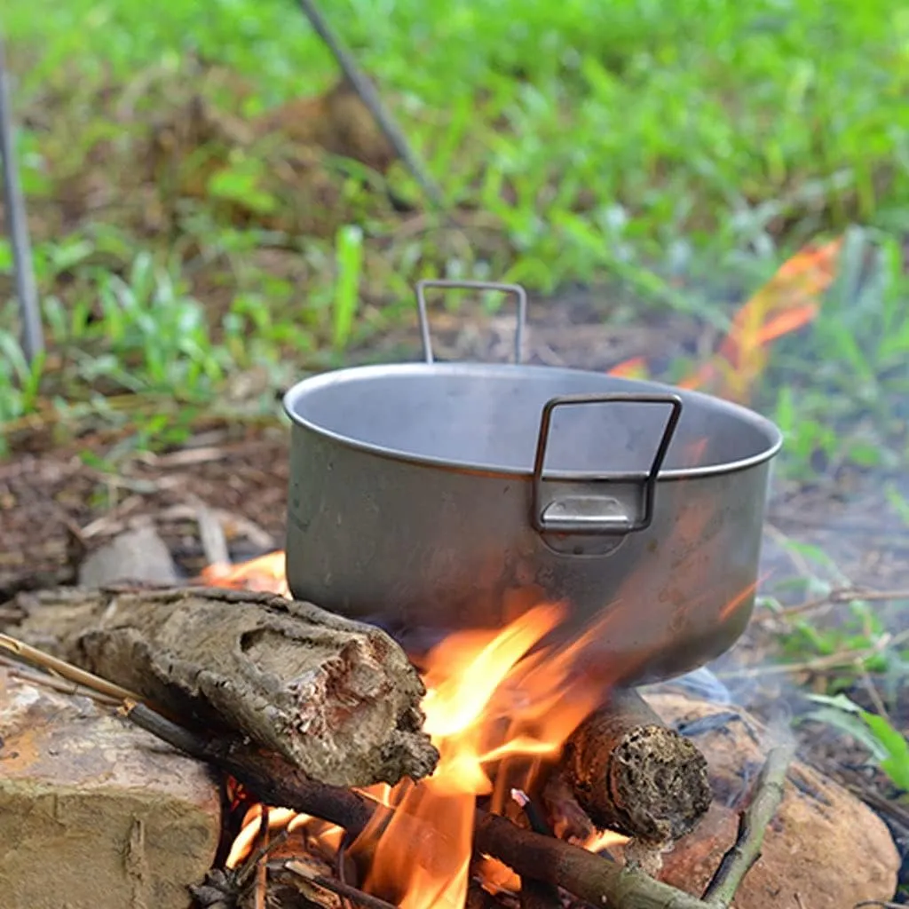 Outdoor Camping Camping Cooker Set Pure Titanium Fried Soup Set Lightweight Pot Pan for Backpacking Camping Cookware Kit Outdoors Kitchen Adventures Picnics (Onecolor A)