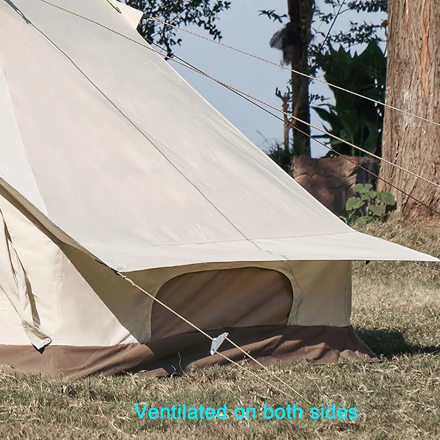 Outdoor Cotton Canvas Tent, Luxury Yurt Tents, Large Tents with Sturdy Center & Door Pole and Space for 5~6 Person All 4 Season Camping Yurt Style Tent