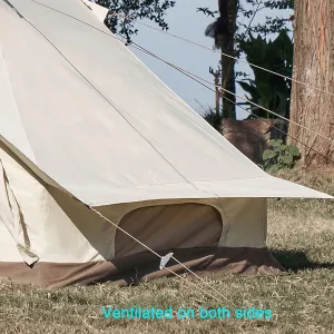 Outdoor Cotton Canvas Tent, Luxury Yurt Tents, Large Tents with Sturdy Center & Door Pole and Space for 5~6 Person All 4 Season Camping Yurt Style Tent