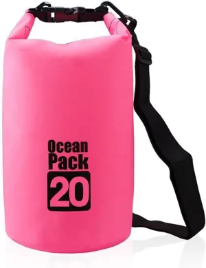 Outdoor Dry Sack/Floating Waterproof Bag 2L/3L/5L/10L/15L/20L/30L for Boating, Kayaking, Hiking, Snowboarding, Camping, Rafting, Fishing and Backpacking (Pink, 20L)