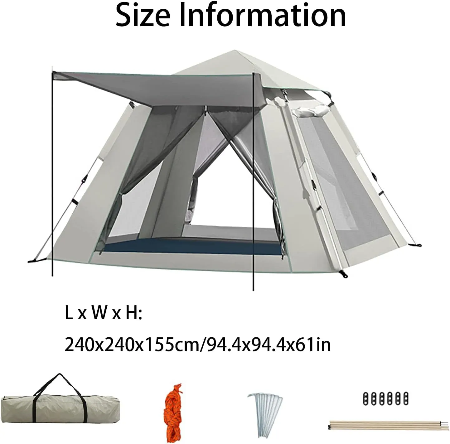 Outdoor Family Tent Weatherproof, Foldable Portable Camping Tent with Carry Bag, Pop Up Waterproof Ventilated Backpacking Tents for Camping, Parks, Picnicking, Traveling