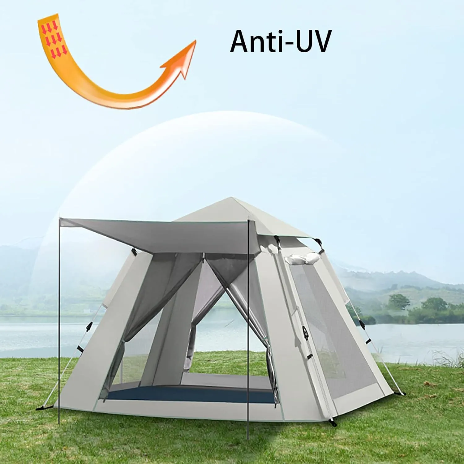 Outdoor Family Tent Weatherproof, Foldable Portable Camping Tent with Carry Bag, Pop Up Waterproof Ventilated Backpacking Tents for Camping, Parks, Picnicking, Traveling