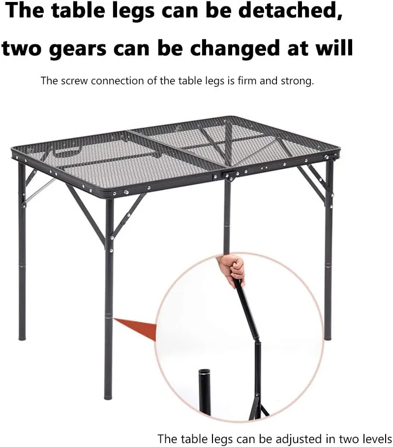Outdoor Mobile Kitchen Iron Mesh Table, Portable Folding Camping Aluminum Alloy Picnic Barbecue Table Self-Driving Equipment Kitchen Console,F