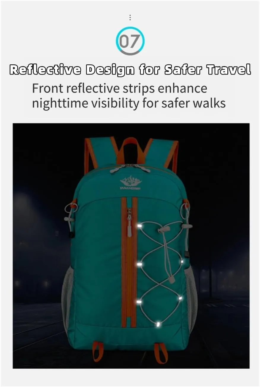 Outdoor Oxford Fabric Backpack,Hiking Cycling Backpack,Ultra-Light Multi-Functional Foldable Large Capacity Rucksack(Orange)