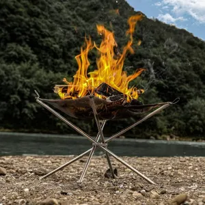 Outdoor Portable Campfire Rack, Fire Rack, Campfire Stove, Folding Camping Barbecue Rack. (L)