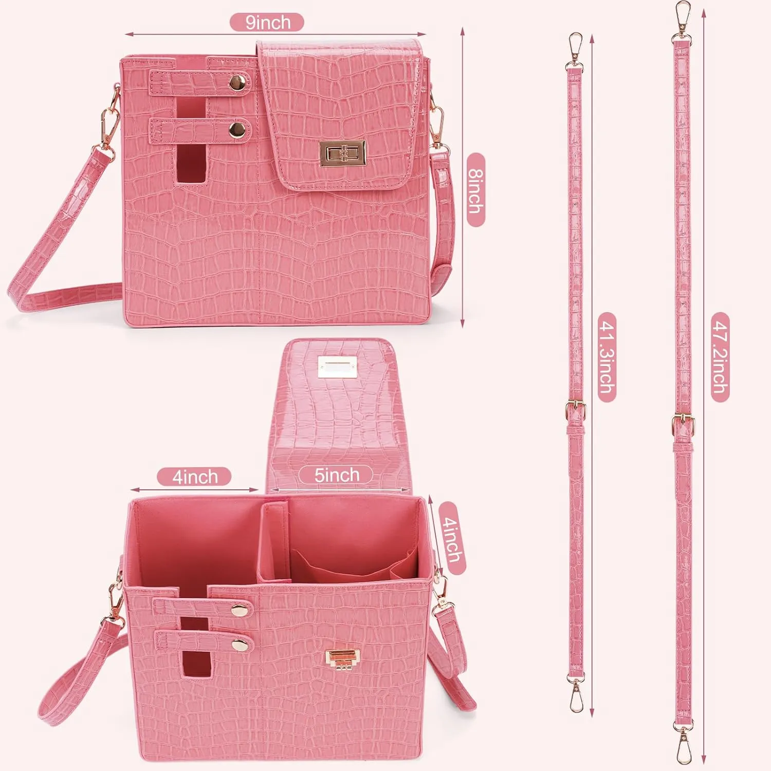 Outdoor Portable Crossbody Water Cup Storage Bag,Wear-Resistant Water Bottle Bag for Stanley 40 oz Tumble (pink(PU))
