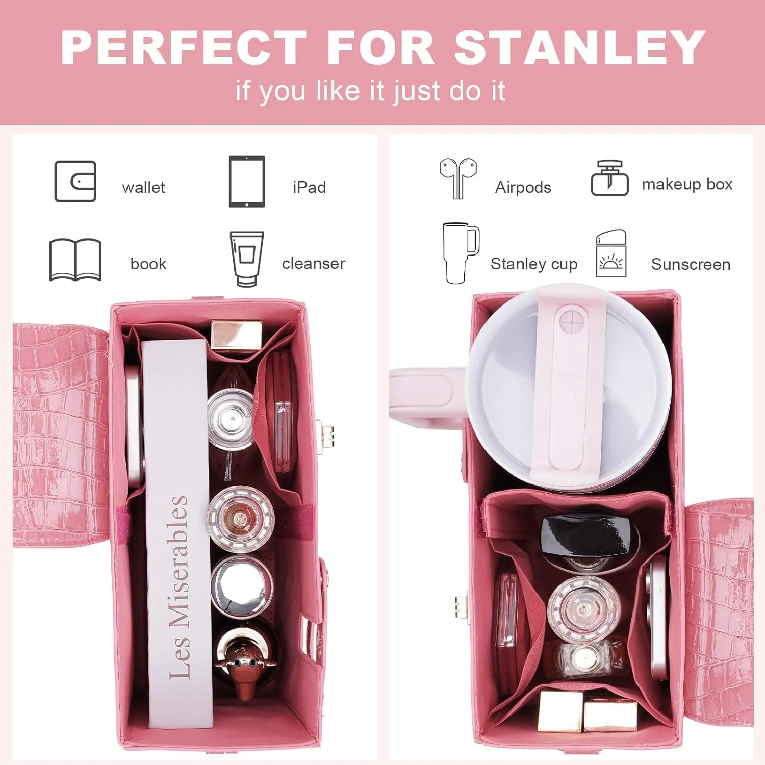 Outdoor Portable Crossbody Water Cup Storage Bag,Wear-Resistant Water Bottle Bag for Stanley 40 oz Tumble (pink(PU))