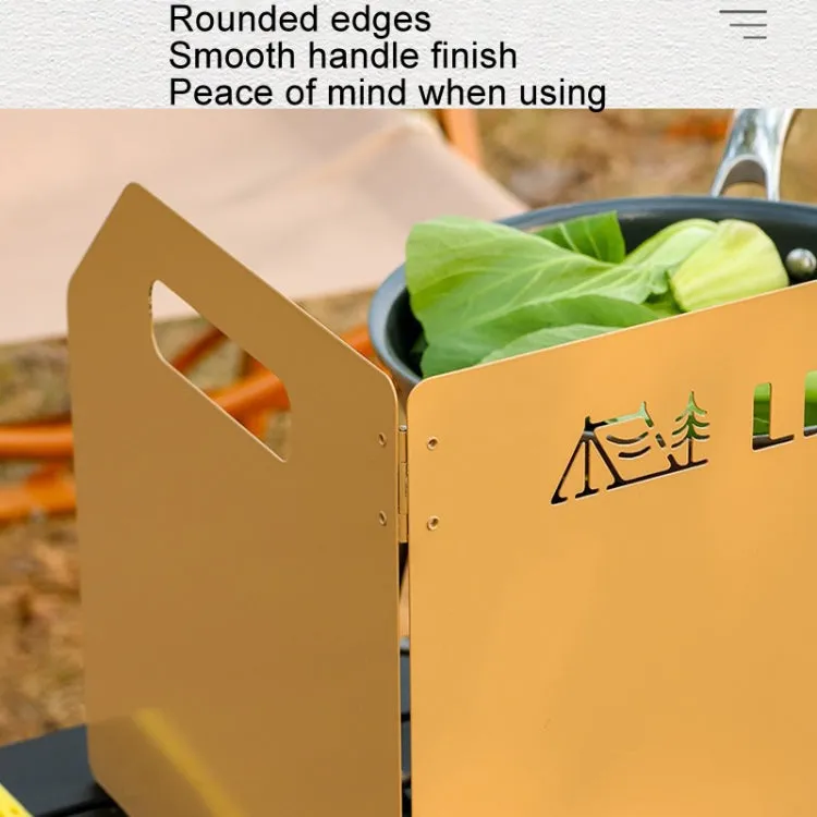 Outdoor Portable Foldable Picnic Stove Thickened Windproof Windshield Camping Cassette Stove Head Covering Plate(Khaki)