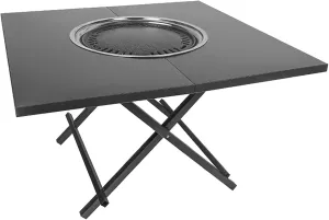 Outdoor Portable Grill Table Folding Outdoor Cooking Camping Table Grill Pan/Net Quick Installation for BBQ, Picnic, Camping, Hiking, Beach, and Indoor(90cm/35in)