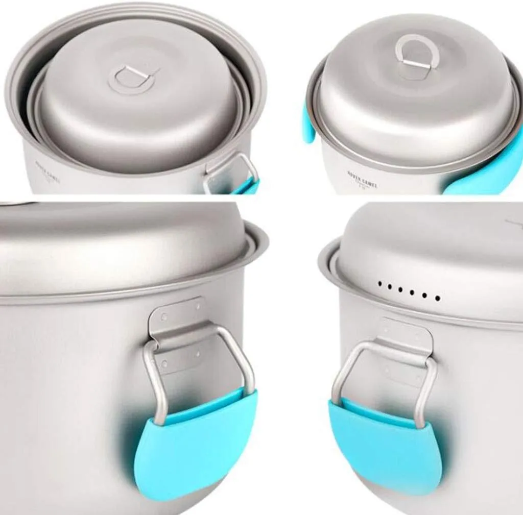 Outdoor Pure Titanium Portable Multifunctional Pot Cookware for 2-4 People with Anti-Scald Handle for Backpacking Hiking Picnic Outdoor Pots & Pans