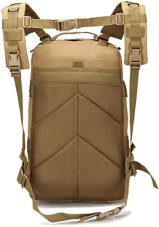 Outdoor Sports Pack Hiking Bag Tactical Rucksack Camo Knapsack Combat Camouflage Molle Upgraded Tactical 40L 3P Backpack - Black
