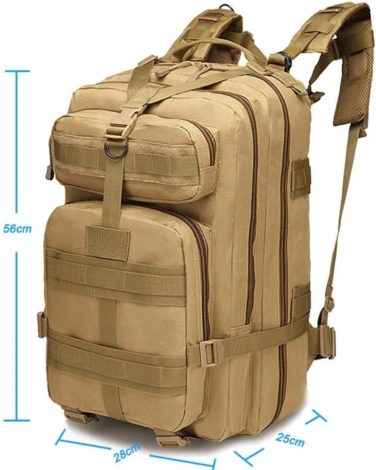Outdoor Sports Pack Hiking Bag Tactical Rucksack Camo Knapsack Combat Camouflage Molle Upgraded Tactical 40L 3P Backpack - Black