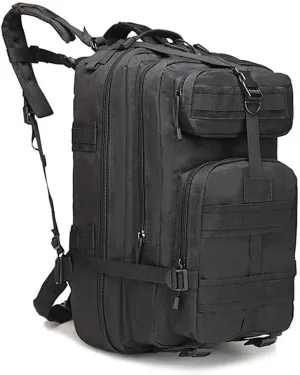 Outdoor Sports Pack Hiking Bag Tactical Rucksack Camo Knapsack Combat Camouflage Molle Upgraded Tactical 40L 3P Backpack - Black