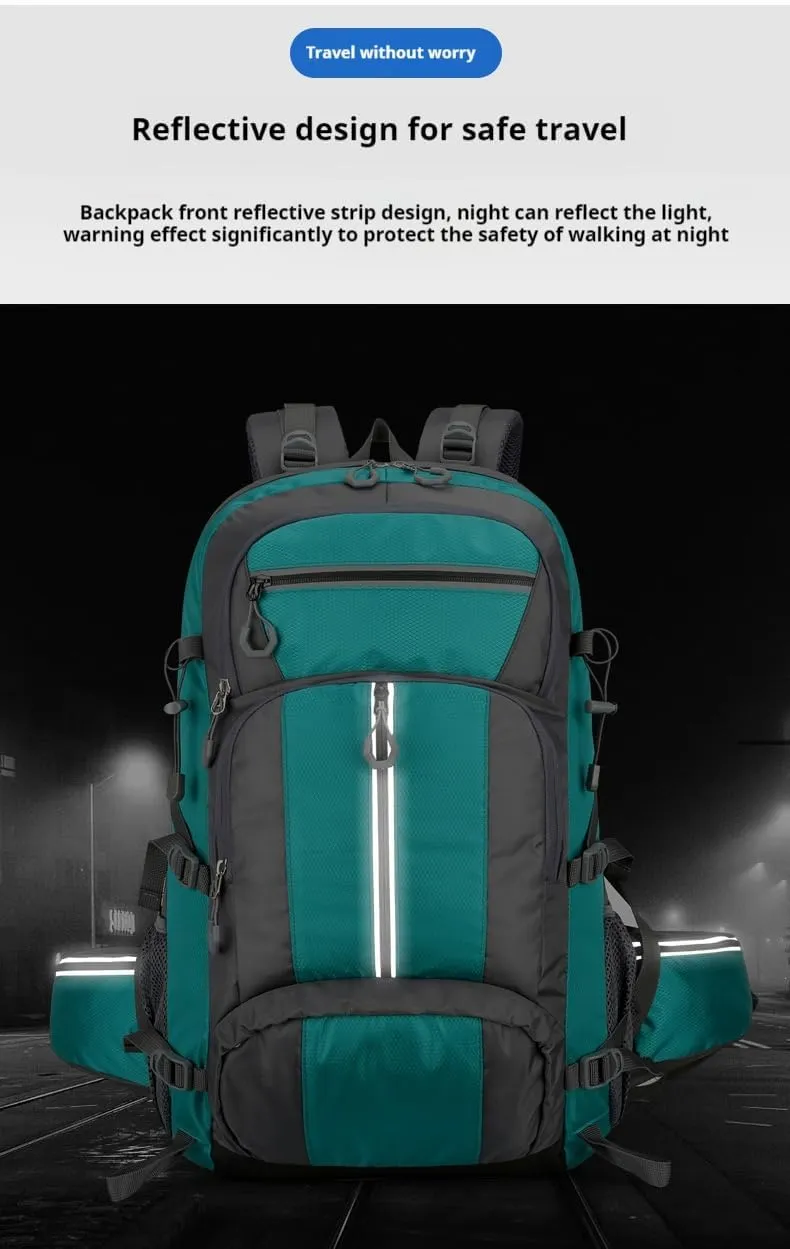 Outdoor travel backpack, hiking, long journey, camping large-capacity mountaineering bag, fitness, basketball sports backpack (black)