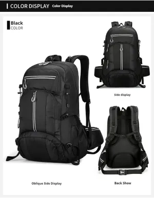 Outdoor travel backpack, hiking, long journey, camping large-capacity mountaineering bag, fitness, basketball sports backpack (black)