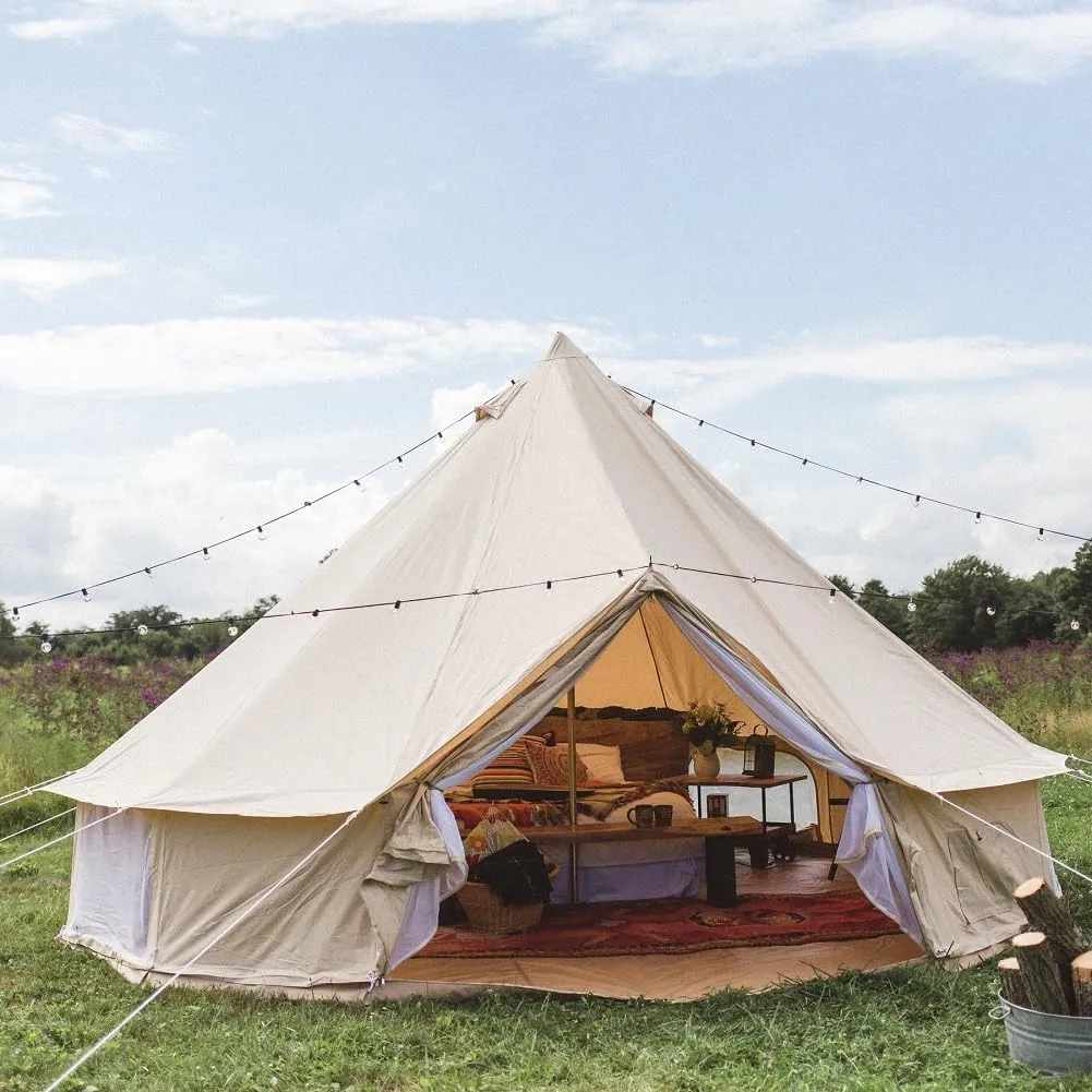 Outdoor Waterproof Cotton Canvas Family Camping Bell Tent
