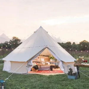 Outdoor Waterproof Cotton Canvas Family Camping Bell Tent