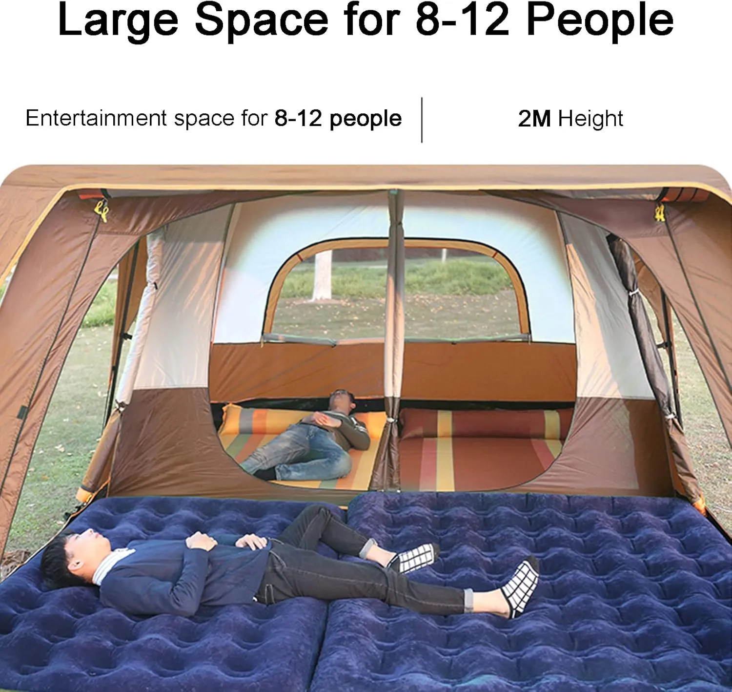 Outdoor Yurt Tent 5-8 Person Large Family Camping Tents for Festival,Hiking with Living Room and Separate Rooms 4 Season Tents Big Family Shelter Waterproof Tent