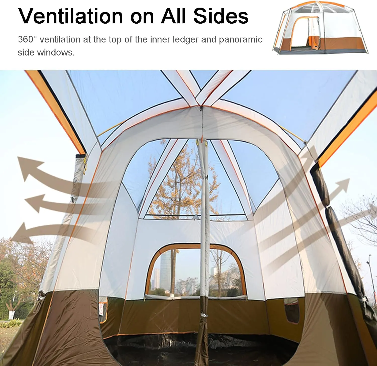 Outdoor Yurt Tent 5-8 Person Large Family Camping Tents for Festival,Hiking with Living Room and Separate Rooms 4 Season Tents Big Family Shelter Waterproof Tent