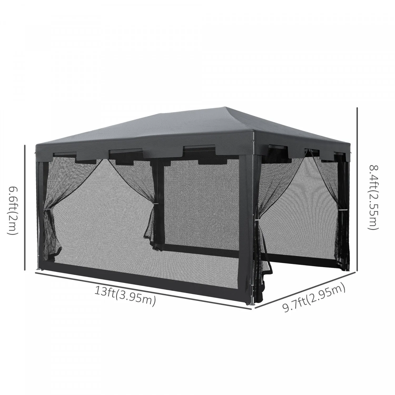 Outsunny 10x13ft Outdoor Gazebo Canopy, Garden Party Tent Patio Sun Shade Shelter Wedding Tent With |Outsunny Tonnelle Gris 4 Parois Moustiquaires 4 X 3 X 2,45 M