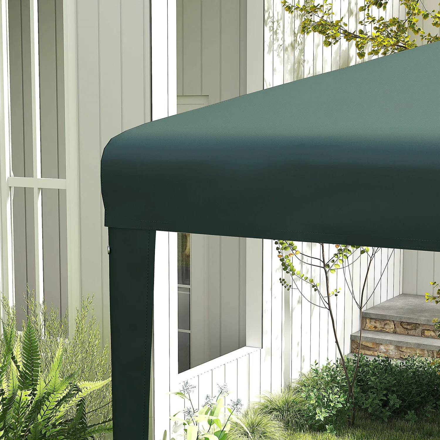 Outsunny 9' X 9' Party Tent Portable Gazebo Canopy For Weddings Parties Outdoor Sunshade With Dresse|Outsunny Tonnelle De Tente De Fete Portable 9' X 9' Avec Pieds, Vert Fonce