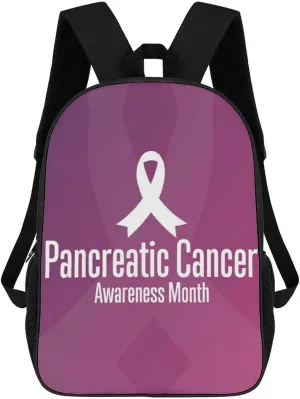 Pancreatic Cancer Awareness Backpack for Worker Business Hiking Travel Bag Shoulders Bag