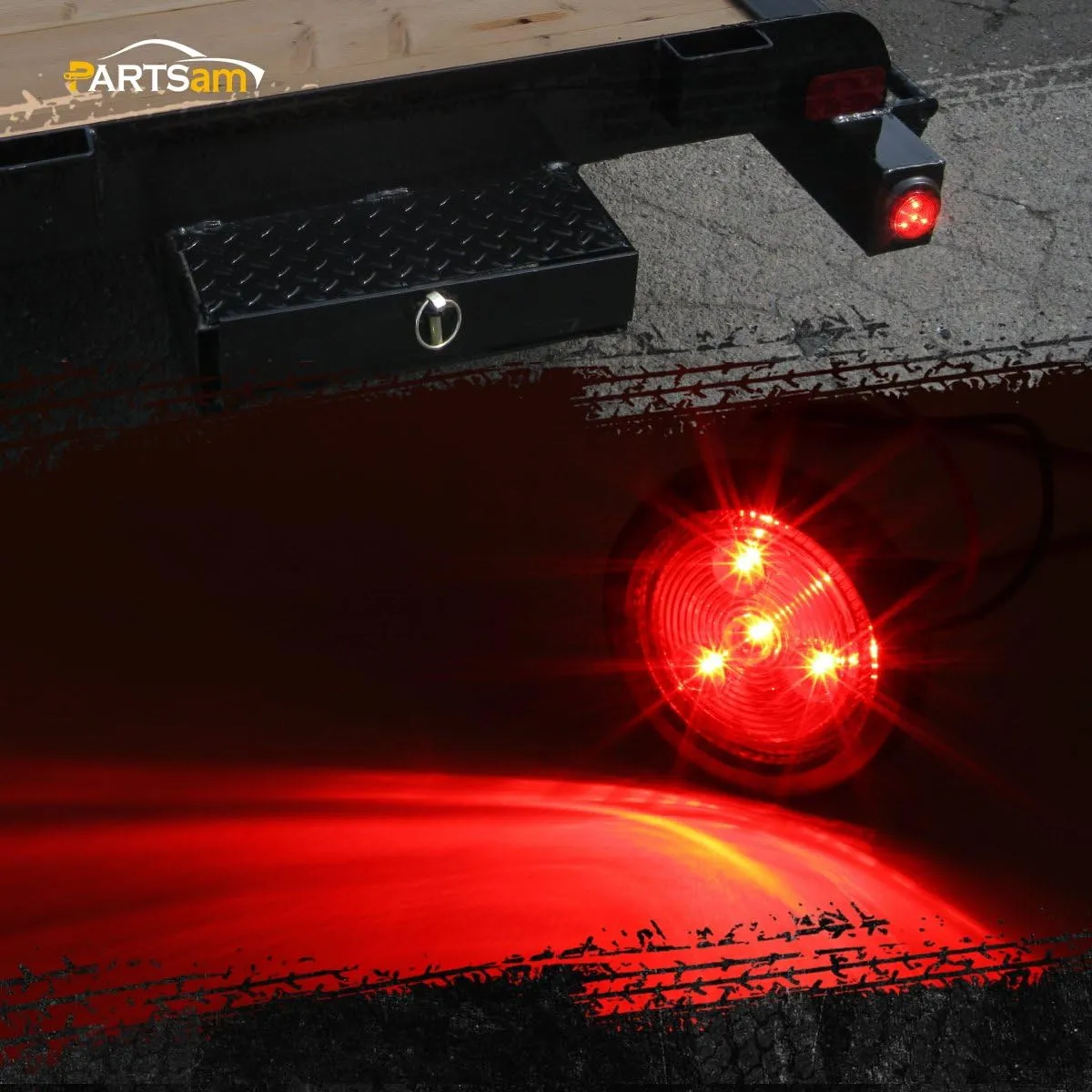 Partsam 10Pack(5 Amber   5 Red) 2" 4LED Round Trailer Side Marker Light Grommet Flush Mount, [DOT Approved] Sealed 2 inch Clearance Lights with Reflex Lens for Truck RV Camper, IP67 Waterproof, 12V