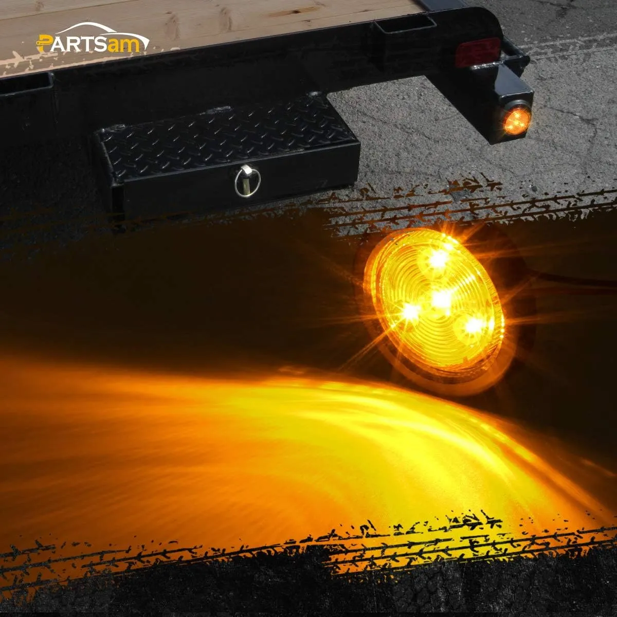 Partsam 10Pack(5 Amber   5 Red) 2" 4LED Round Trailer Side Marker Light Grommet Flush Mount, [DOT Approved] Sealed 2 inch Clearance Lights with Reflex Lens for Truck RV Camper, IP67 Waterproof, 12V