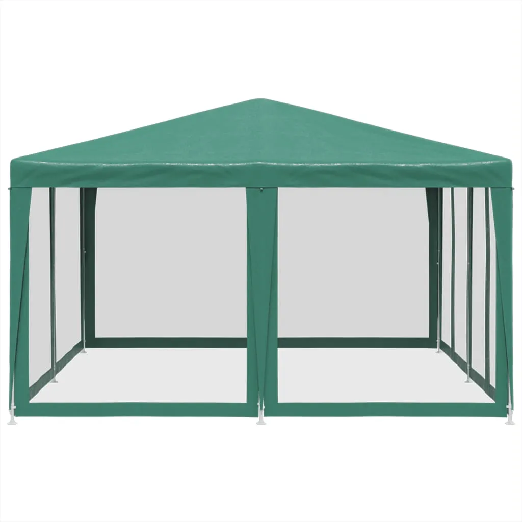 Party Tent with 8 Mesh Sidewalls Green 4x4 m HDPE