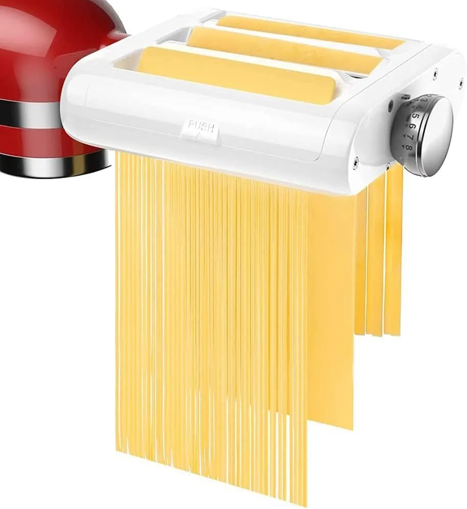 Pasta Maker Attachment for Kitchenaid/Cuisinart Stand Mixers, 3-in-1 Noodle Maker Pasta Roller Fettuccine Spaghetti Cutter and Cleaning Brush, Kitchen aid Accessories- Pasta Roller and Cutter Set