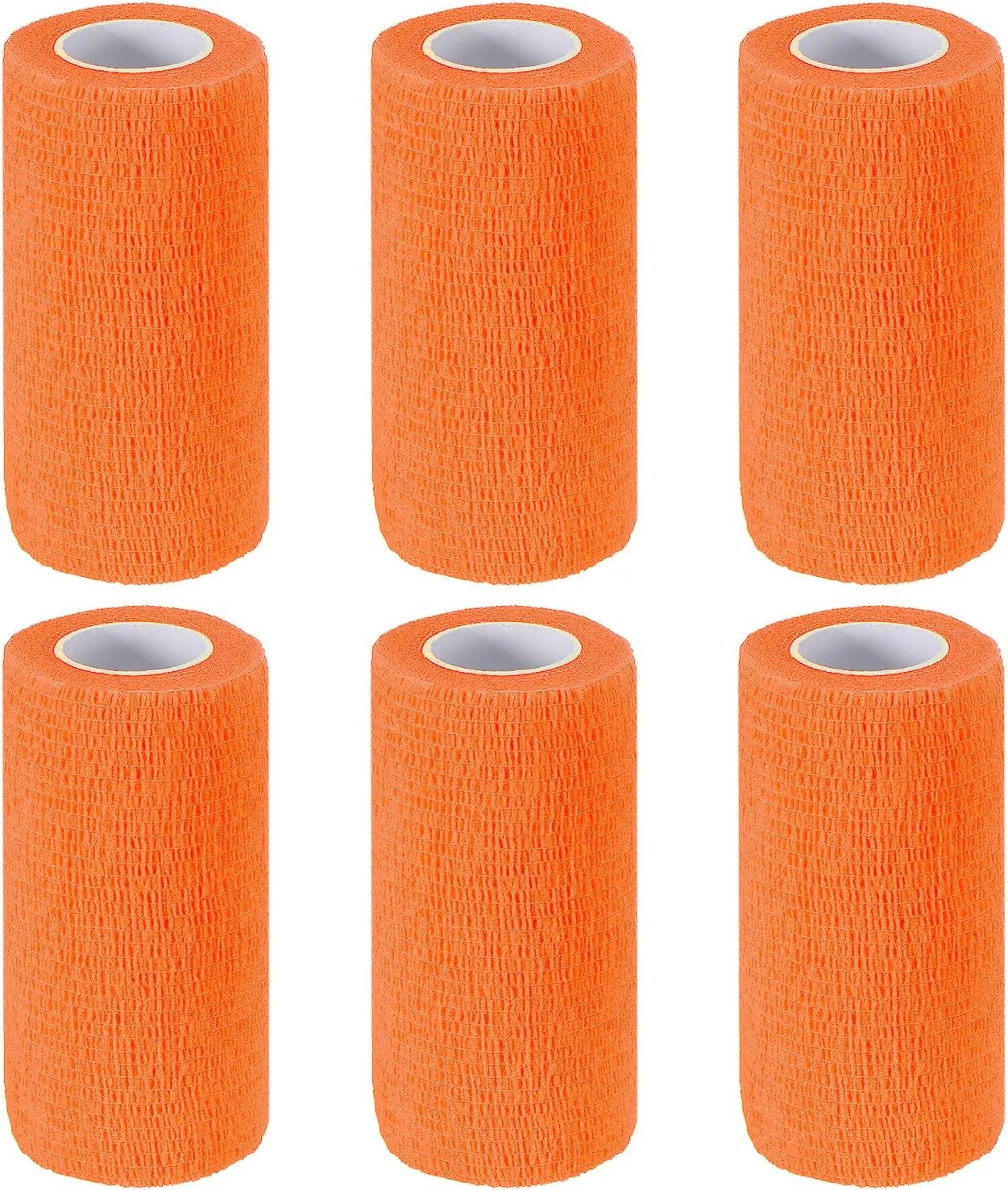 PATIKIL 4" x 177" Self Adhesive Bandage Wrap, 6 Pcs Elastic Self Breathable Self Adherent Wrap Tape for Stretch Athletic Sports Wrist Ankle Outdoor Tape, Bright Orange