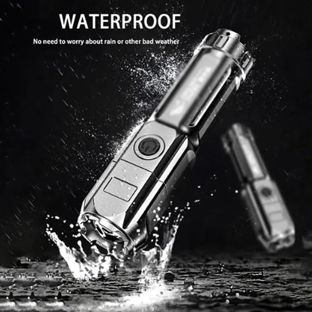 Peachloft Flashlight, Peachloft Powerful Led Flashlight, Powerful LED Flashlight Rechargeable Zoomable Torch, Multifunctional Rechargeable Waterproof Flashlight, for Hiking, Camping (2PCS)