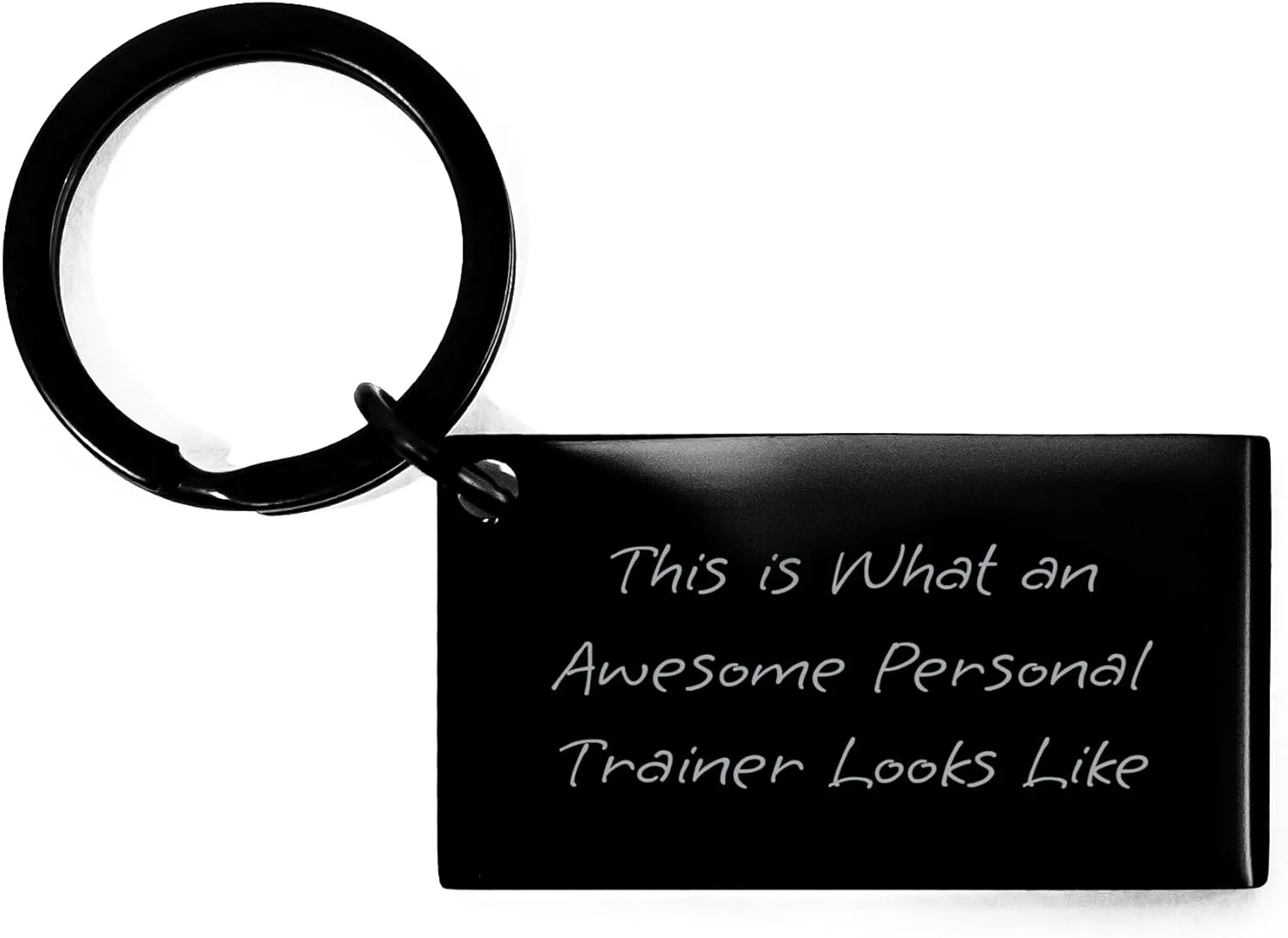 Personal Trainer Keychain: Funny Quote Valentine's Unique Gift for Him or Her, Black Stainless Steel Keychain with Engraved Message