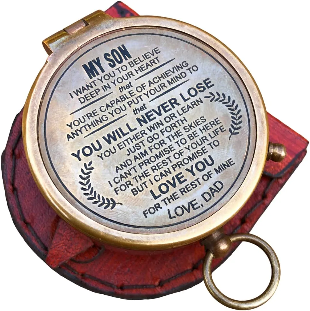 Personalized Brass Compass for My Son, Engravable Love Dad Compass, Father to Son Nautical Gift for Confirmation or Baptism, Best Easter