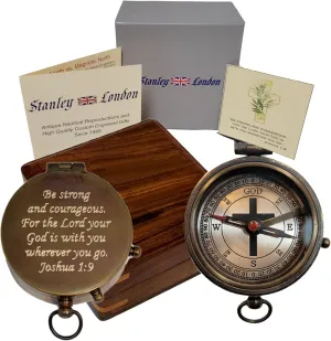 Personalized Engraved Compass Gift for Baptism, Confirmation | Proverbs 3:5-6 Trust in The Lord | Joshua 1:9 Be Strong and Courageous | Gift Box and Greeting Card Included