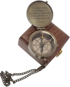 Personalized Nautical Compass – Engraved Compass with Pouch or Box Option for Custom Gifts