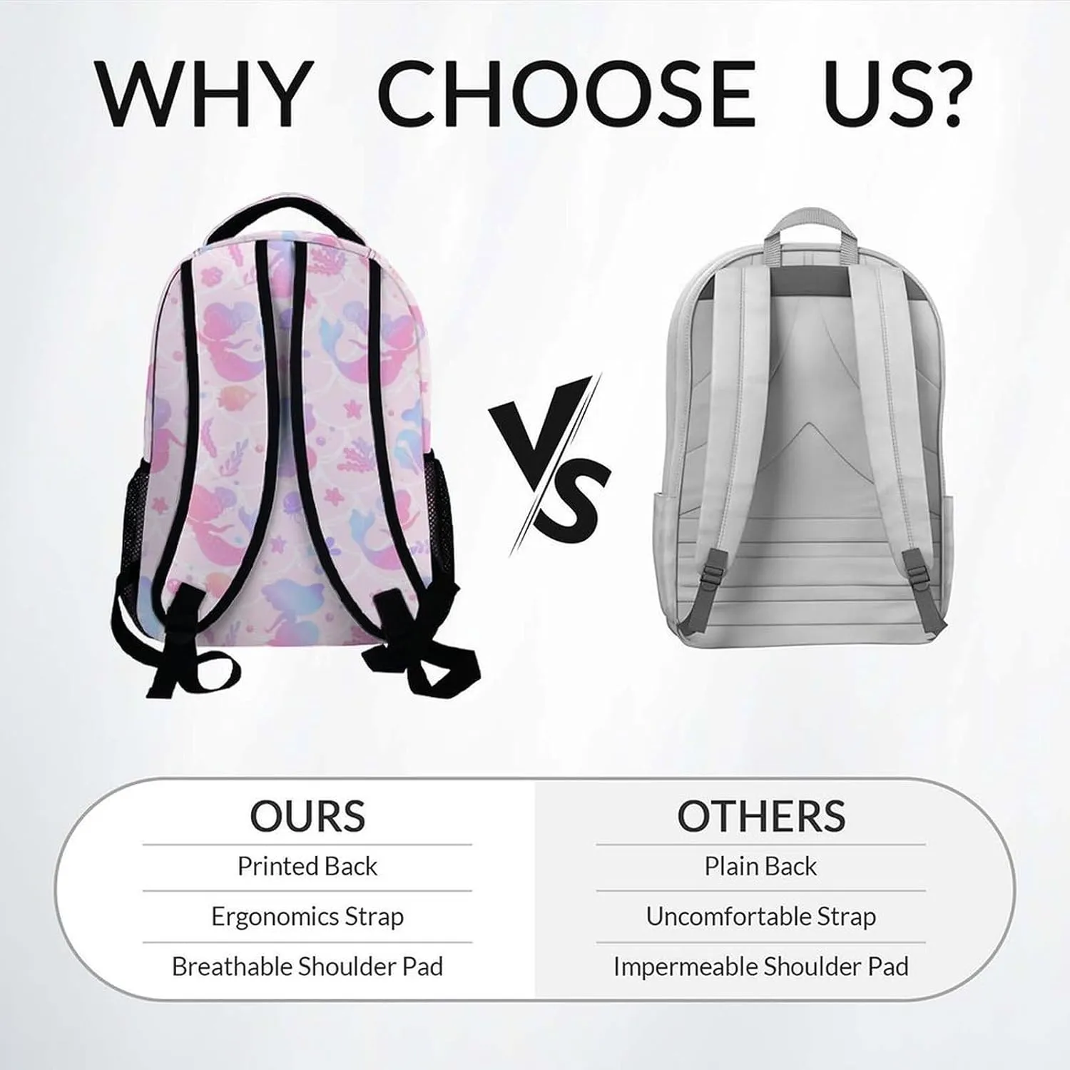 Personalized School Backpack for Girls - 17 Inch Large Capacity Aesthetic Kid Backpack - Pink Durable Mermaid Bookbag for School, Travel and Camp