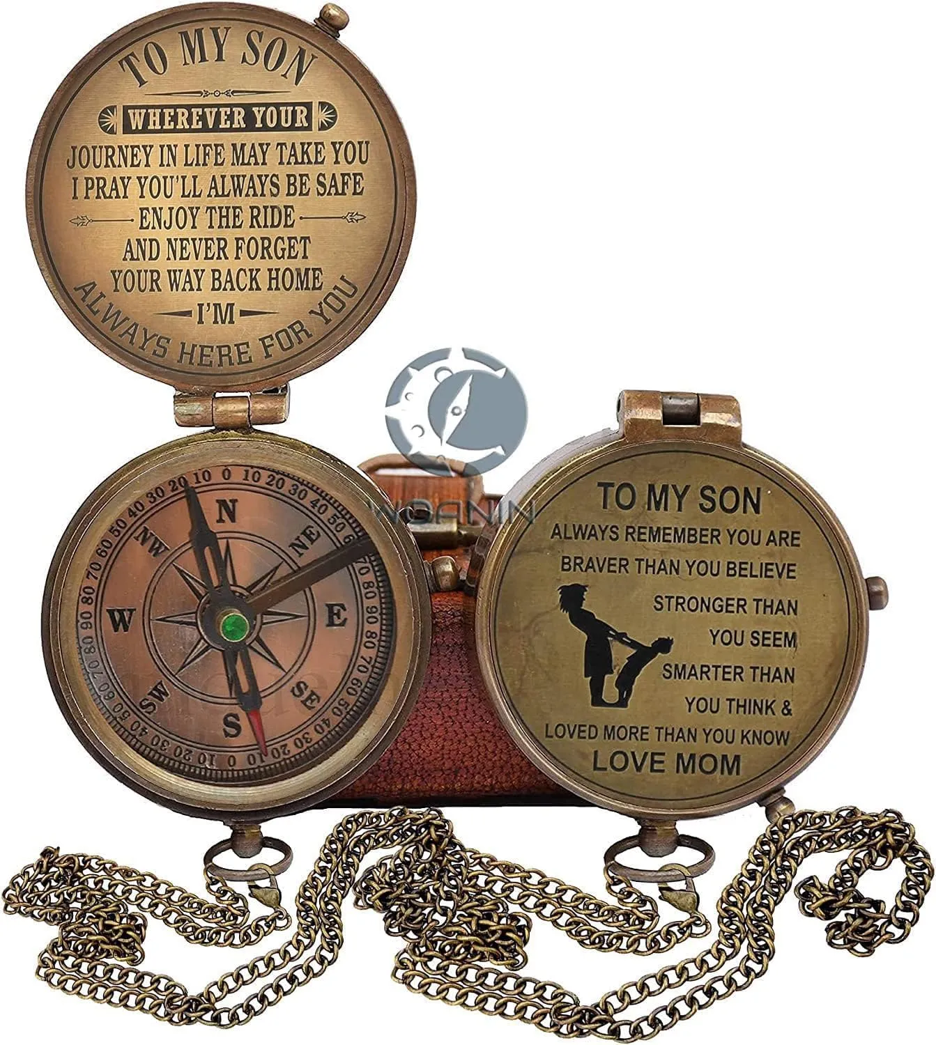 Personalized Son Gifts Compass with Leather Case Mom to Son Gifts – to My Son Love Mom – Mother to Son Gifts - Son Graduation Gifts, Son Birthday Gifts, Son Wedding Gifts